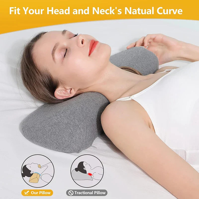 Memory Foam Cervical Pillow Orthopedic Contour Support Grey